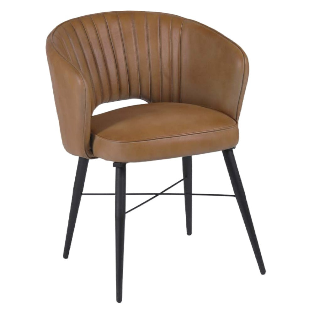 Leather and Iron Dining Chair 55 x 61 x 81cm