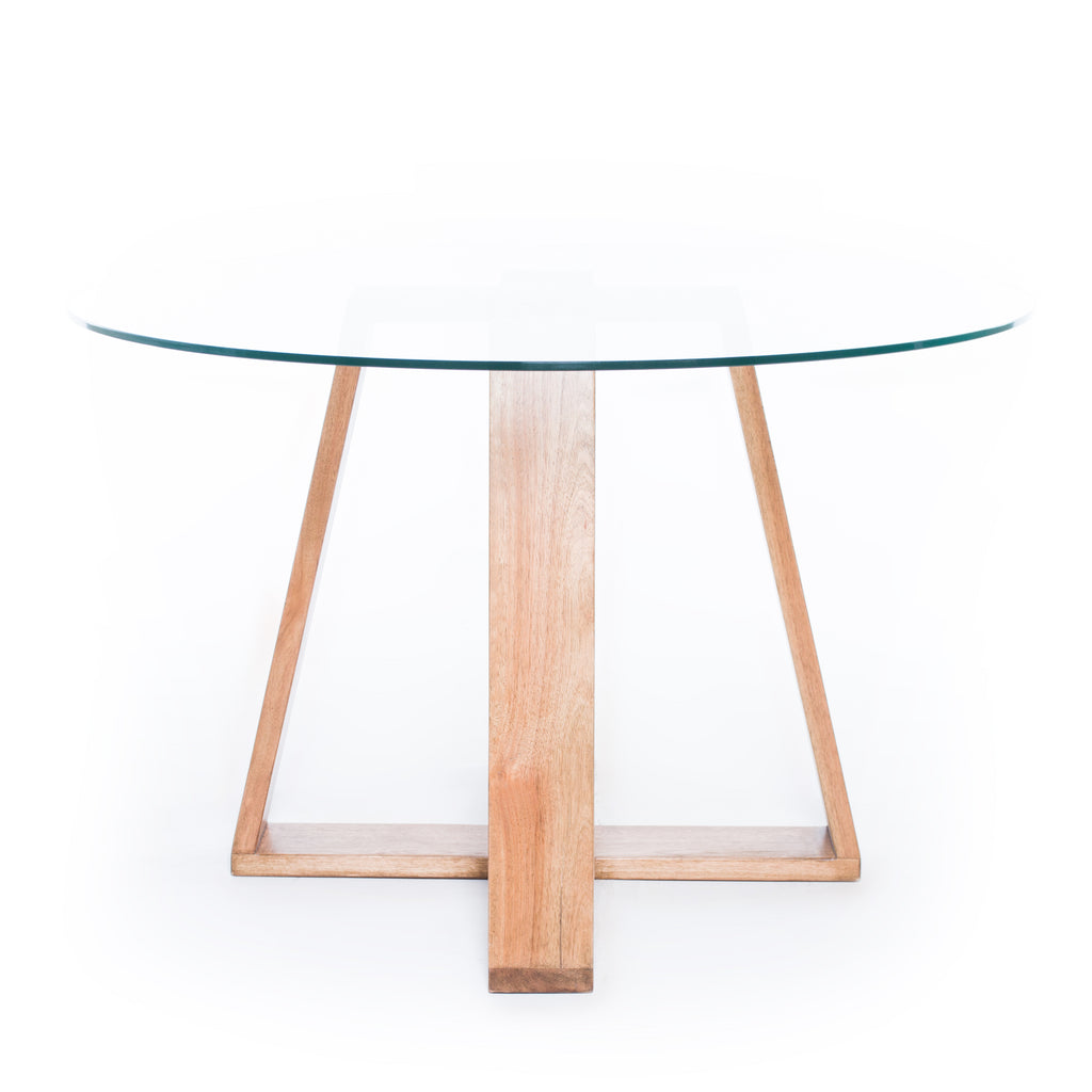 InHabit Saligna Timber Glass Table Side View