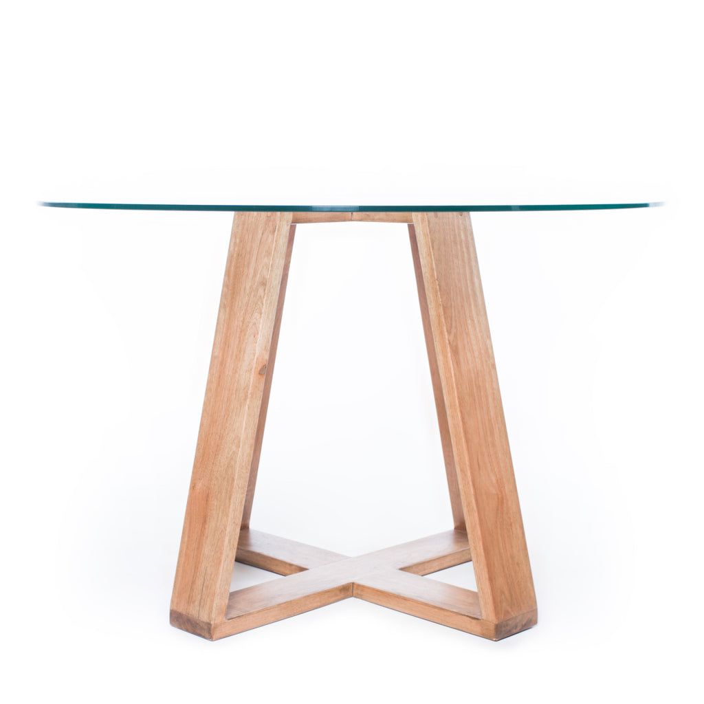 InHabit Saligna Timber Glass Table Front view