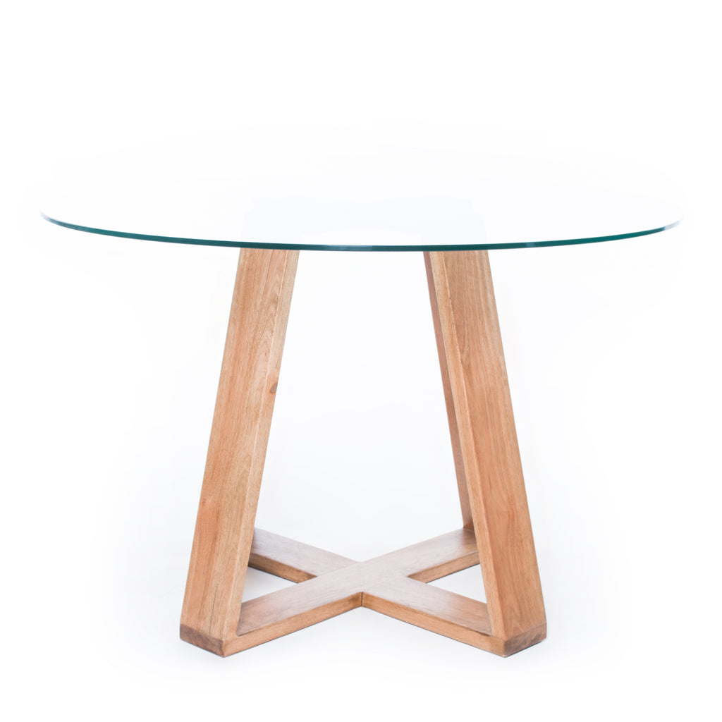 InHabit Saligna Timber Glass Table Top View