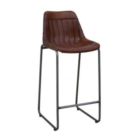 InHabit Dark Brown Leather Bar Chair