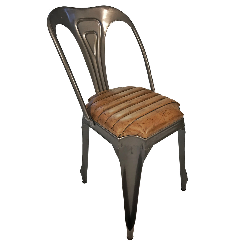 InHabit Leather and Iron Chair Side View