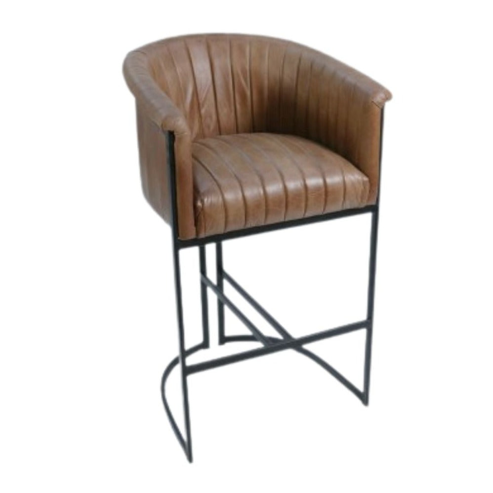 InHabit High Back Leather Bar Chair