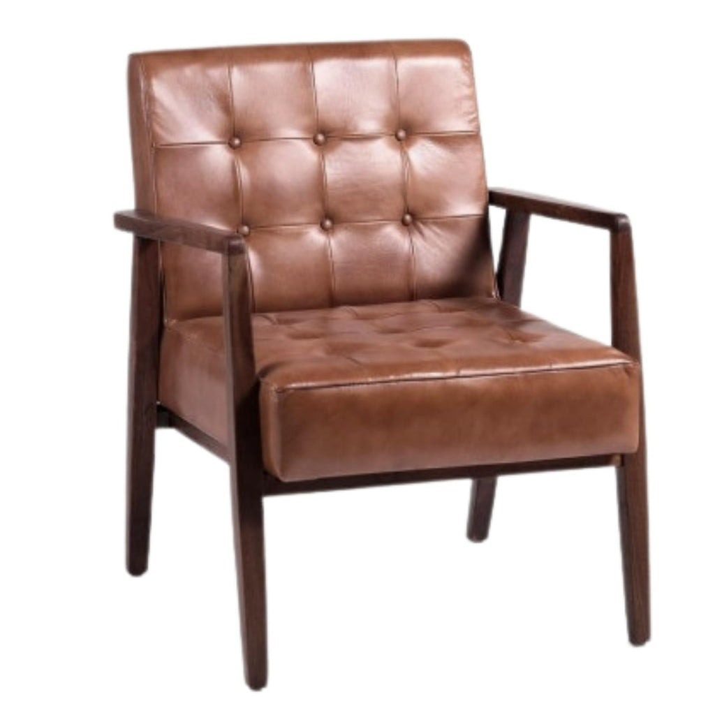InHabit Leather and Wood Sofa Chair