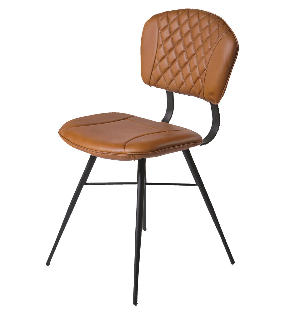 InHabit Diamond Pattern Leather Chair
