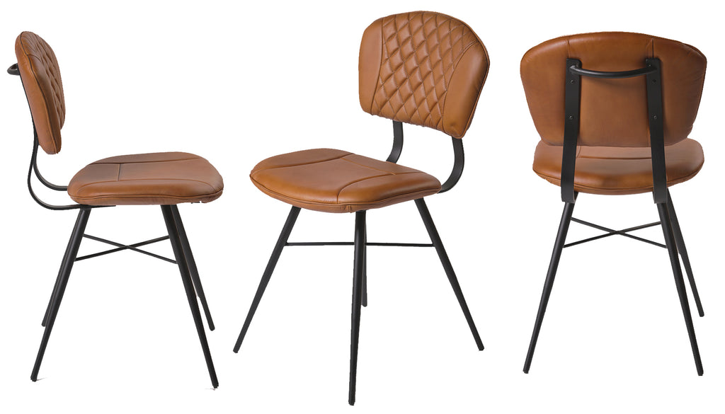 InHabit Diamond Pattern Leather Chair Al angles