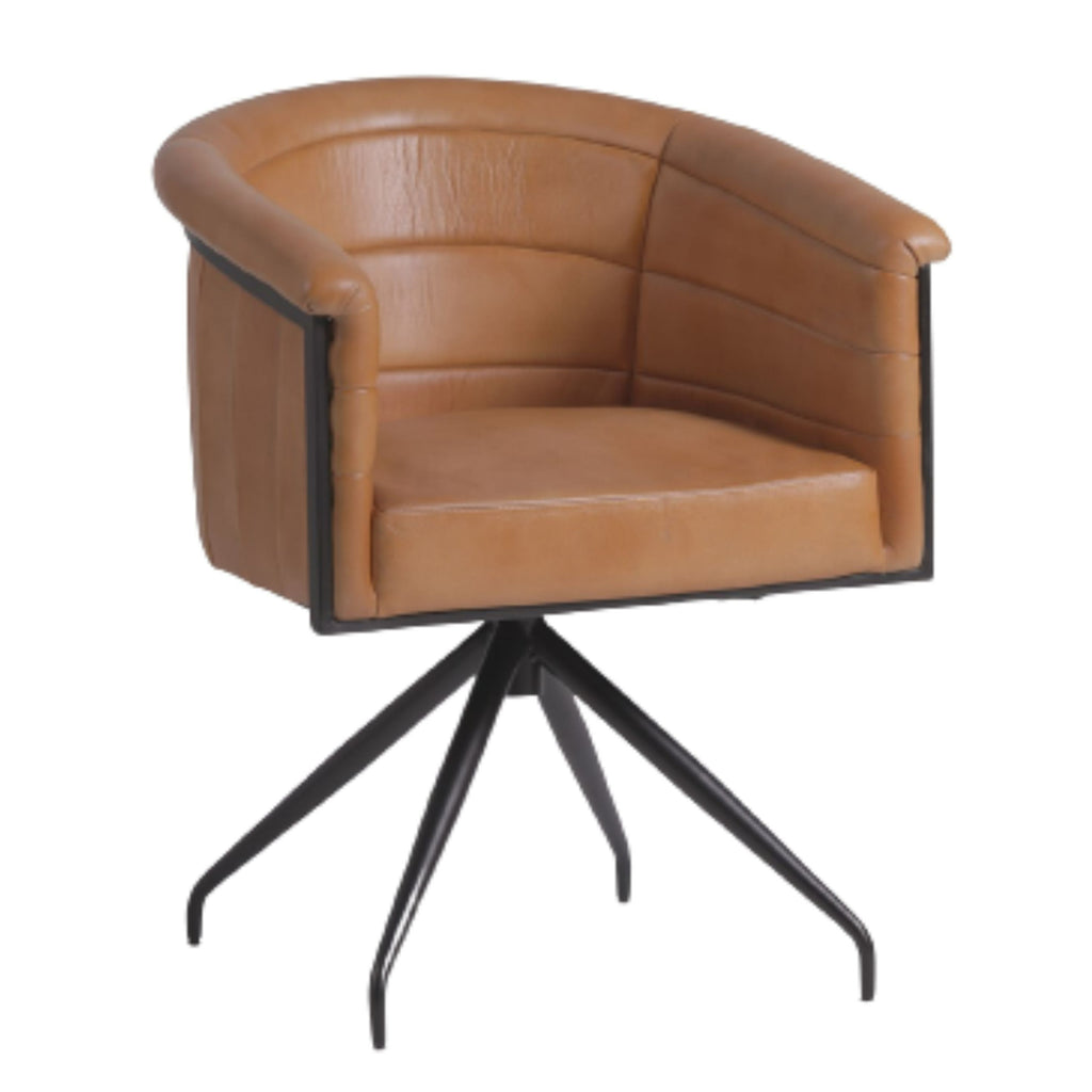 InHabit Leather and Iron Tub Chair 76cm