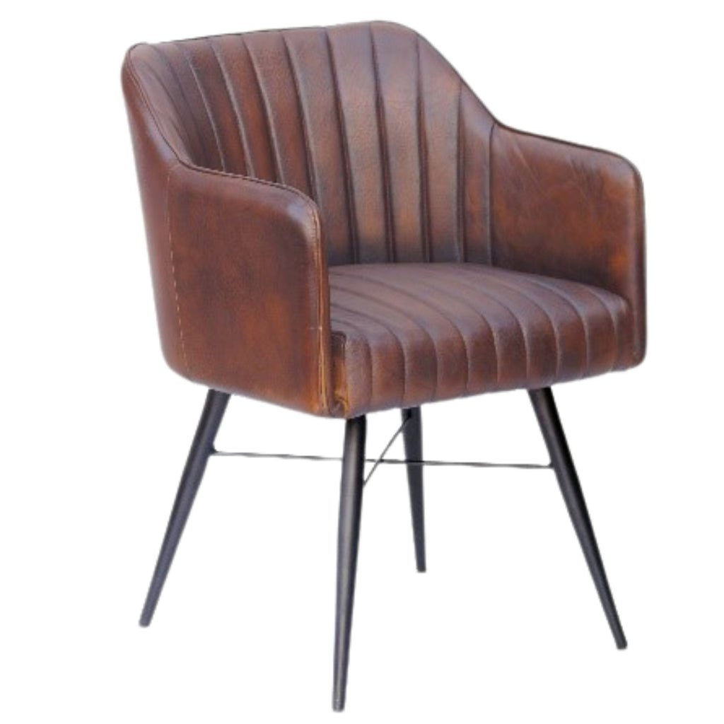 InHabit Leather and Iron Tube Chair