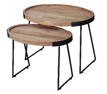InHabit Round Wooden Side Tables